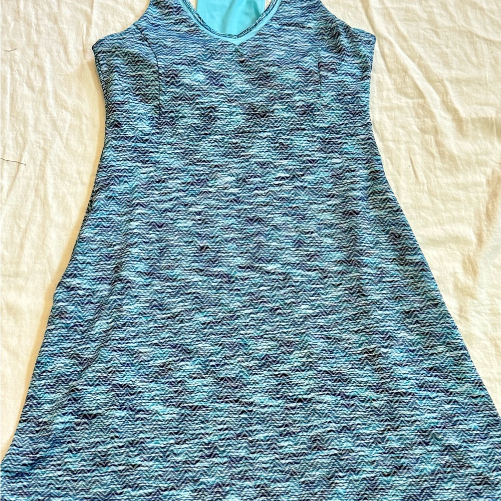 MPG Sport Racerback Active Dress Medium Blue Aqua Chevron Pattern Tennis Golf